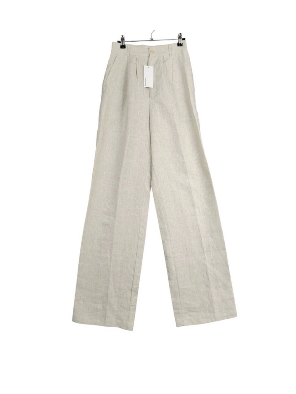 NWT REFORMATION Oatmeal Vesta Linen Pleated High Rise Pant Beachy Coastal SIZE 2 - Picture 2 of 8